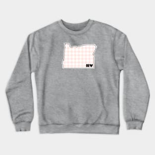 USA States: Oregon (pink plaid) Crewneck Sweatshirt